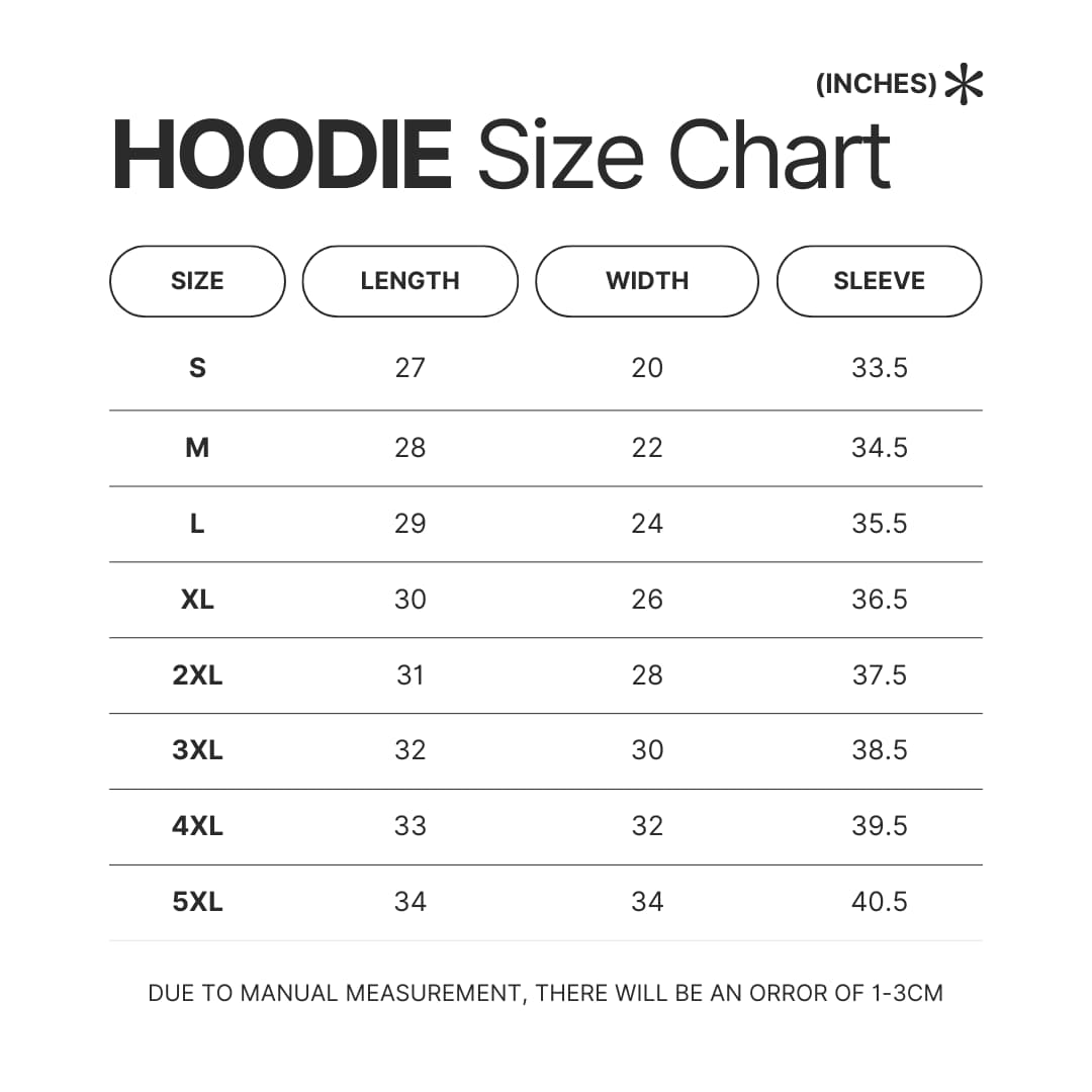 Hoodie Size Chart - The Amazing World Of Gumball Merch