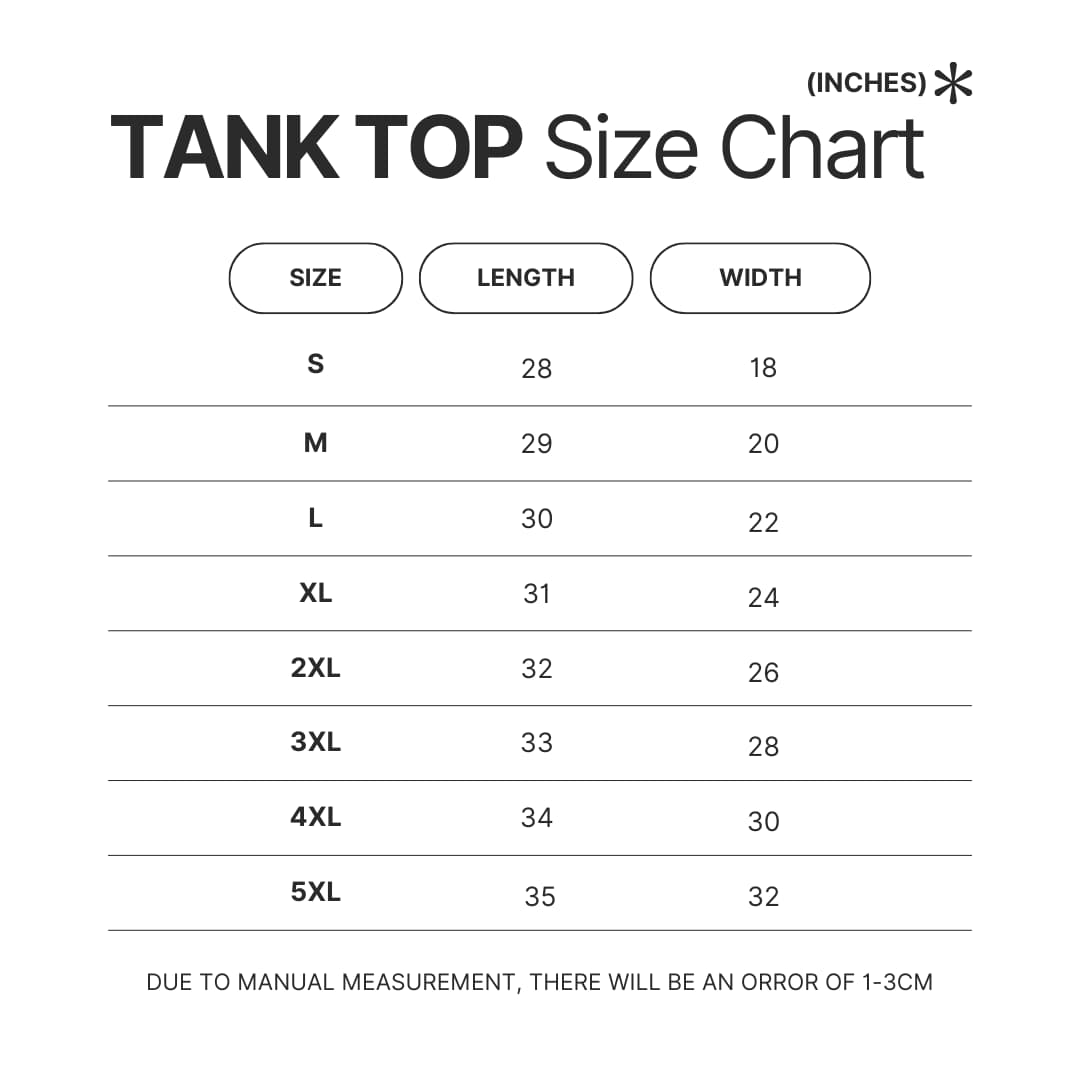 Tank Top Size Chart - The Amazing World Of Gumball Merch