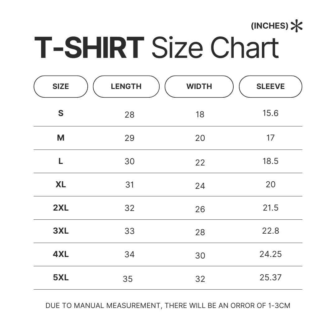 T shirt Size Chart - The Amazing World Of Gumball Merch
