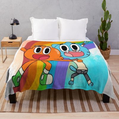 Happy Cartoon Friends Rainbow Adventure Cute Colorful Duo Throw Blanket