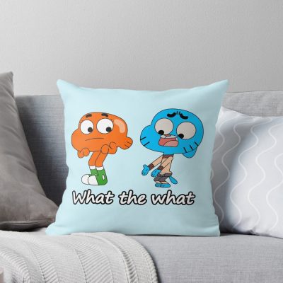The Amazing World Of Gumball Gumball And Darwin What The What Throw Pillow