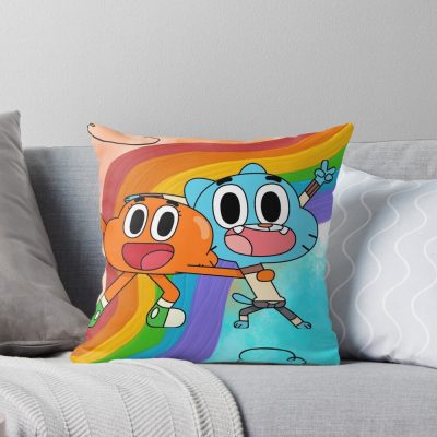 Happy Cartoon Friends Rainbow Adventure Cute Colorful Duo Throw Pillow